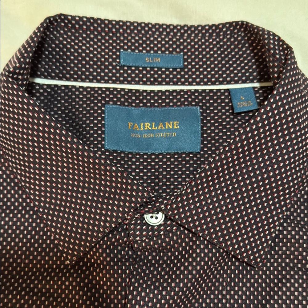 Fairlane Men's Navy Blue, Red, and Silver Checkered Slim Fit Shirt